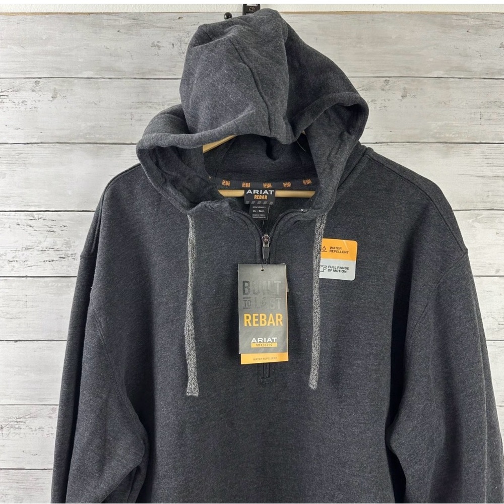 Ariat Rebar Workman 1/4 Zip Hoodie Dark Gray with Southland Logo (Size: large)